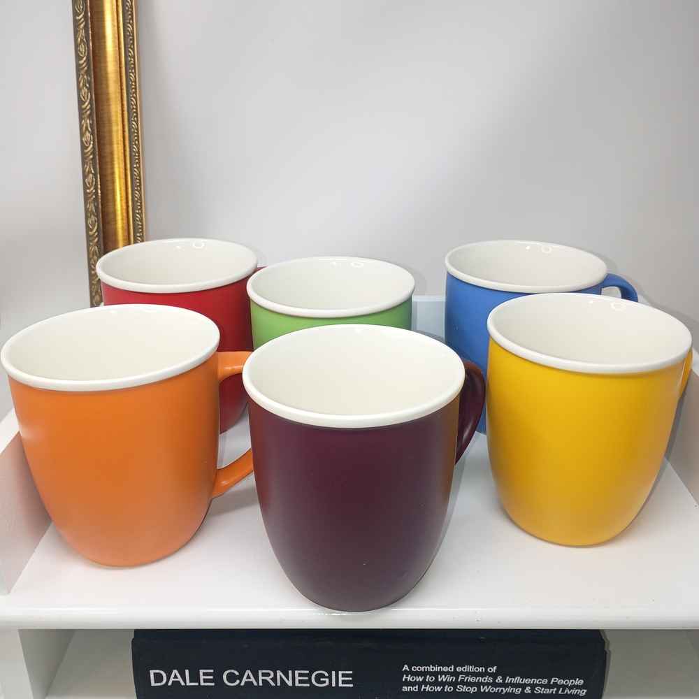 Colorful Ceramic Coffee Mugs - Set of 6 - Picture 4 of 7